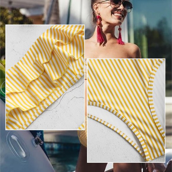 TUTORUTOR Double Flounce Bandeau High Waist Bikini NEW!! - Picture 8 of 13